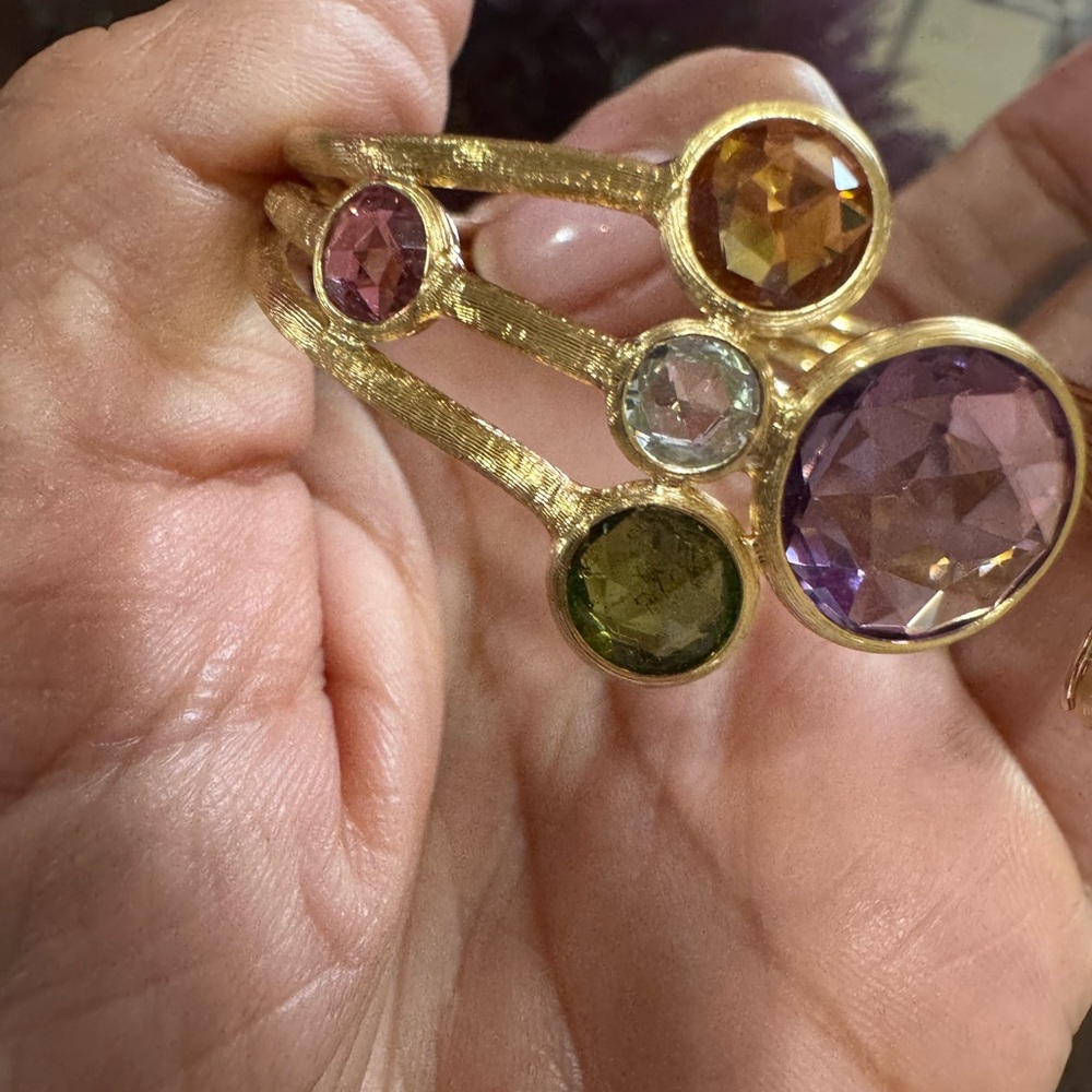 Gorgeous Marco Bicego 18k YG Multi-Gemstone Cuff Bracelet – Jaipur Collection - Picture 9 of 17
